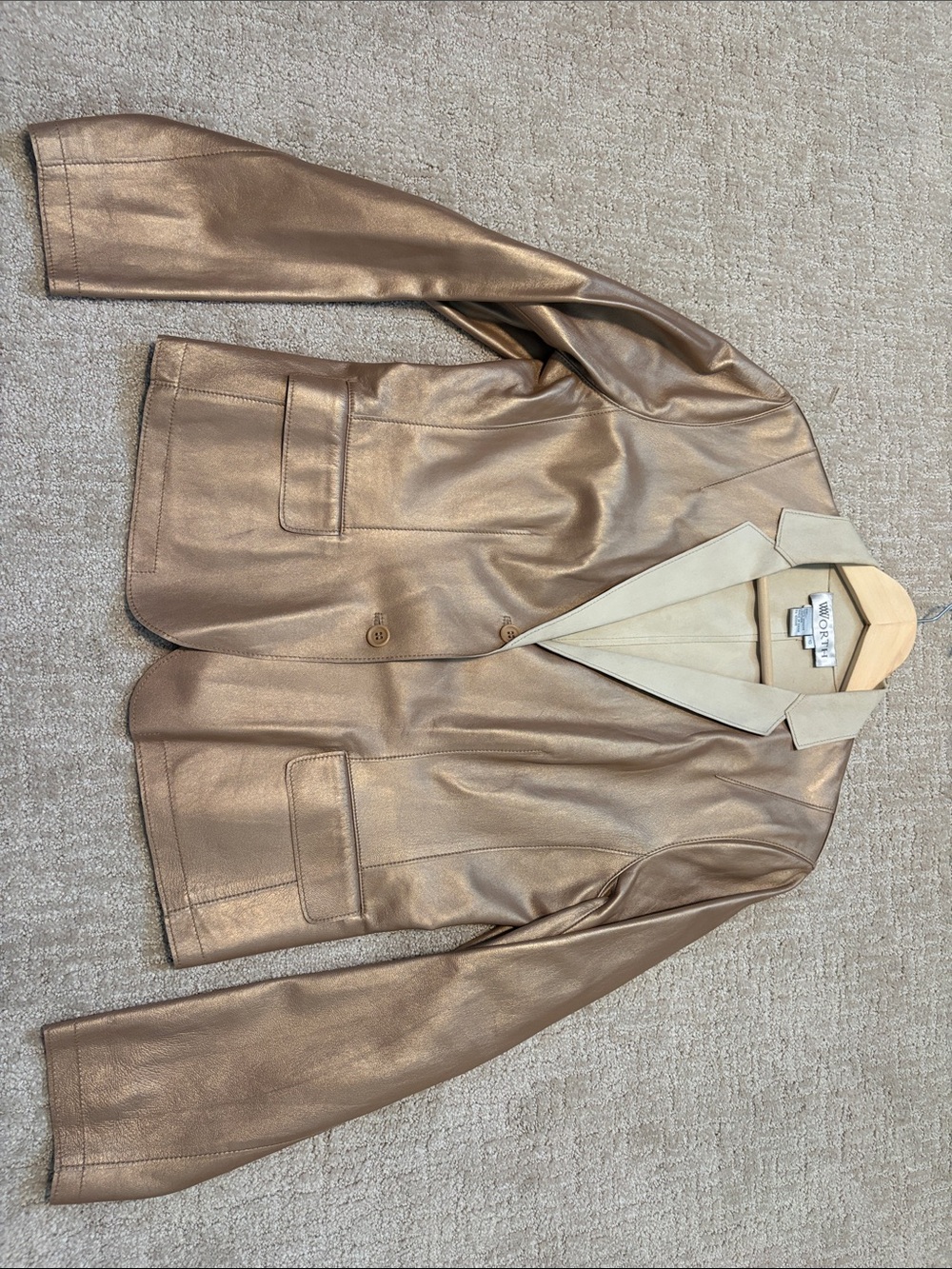 Worth Metallic Bronze Leather Blazer - Women's 10 Formal Fall Winter